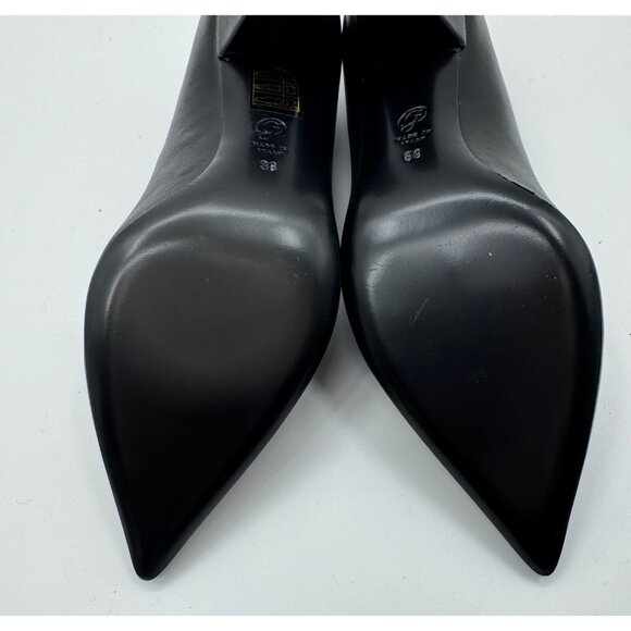M. Gemi Alania Black Italian Leather Pointed Toe Heeled Shoes Size 7.5 or EU 38 - Picture 11 of 14